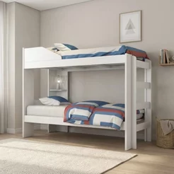Beliche Solteiro com Prateleira e Proteção Antiquedas Indy Branco Branco