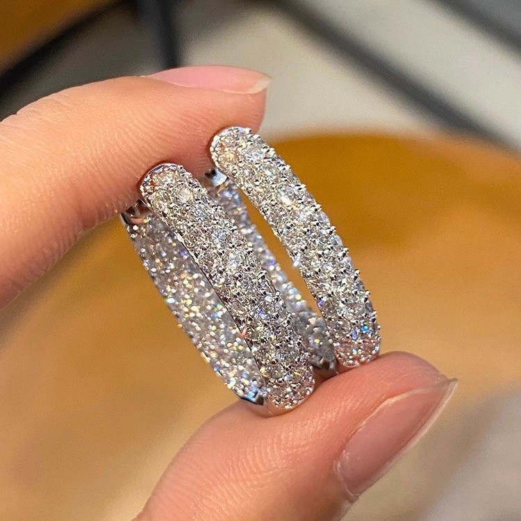 Super piscando High-End orelha fivela luz luxo brincos de diamante europeu americano moda All-Match brincos de diamante 