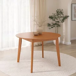 Mesa Extensível Redonda de 160cm Tarsila CabeCasa MadeiraOriginals Marrom/Champagne Redondo