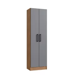 Armário para Escritório 2 Portas 177x52x34 cm Laranja/Freijó/Cinza