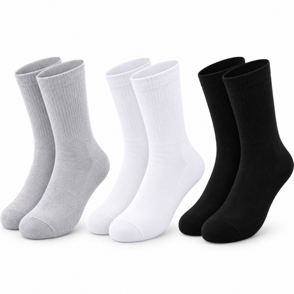 Kit 3 Pares De Meia Cano Alto Algodao Resistente Confortavel Esporte Trabalho Uniforme Unissex