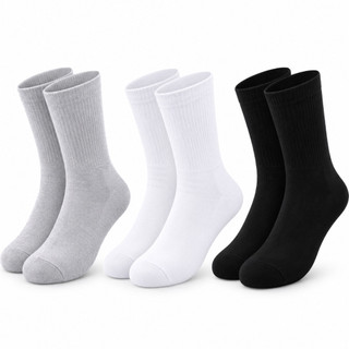 Kit 3 Pares De Meia Cano Alto Algodao Resistente Confortavel Esporte Trabalho Uniforme Unissex
