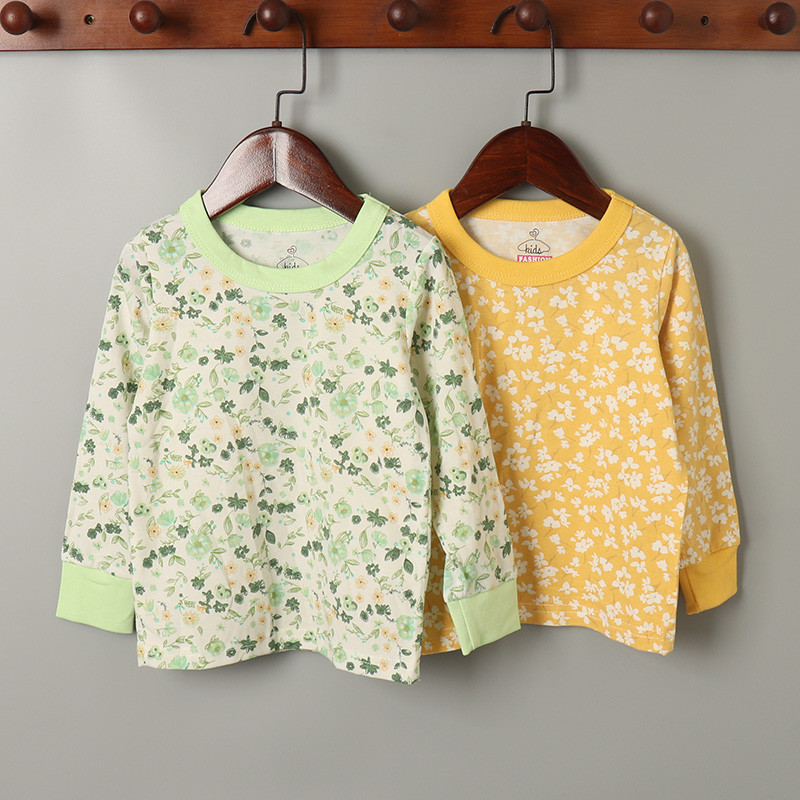 Comércio exterior primavera outono infantil crianças pequenas bebê menina manga comprida camiseta camada Base pulôver 80