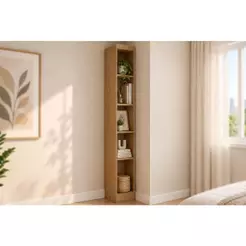 Módulo de Quarto Solteiro Armário Cantoneira Rizon c/ 4 Prateleiras Freijo Cumaru - Novo Horizonte