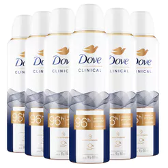 Kit 6 Desodorantes Aerosol Dove Clinical Original Clean 150ml/91g