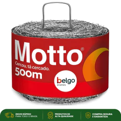 Arame Farpado Belgo Motto 500 Metros Galvanizado 350kgf 1,6mm Cerca Rural Gado