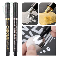 1/2 Pçs Caneta Marcador Espelho Cromado DIY Reflexivo 2mm De Tinta Líquida Ouro Prata Estilo Do Carro Madeira Plástico P