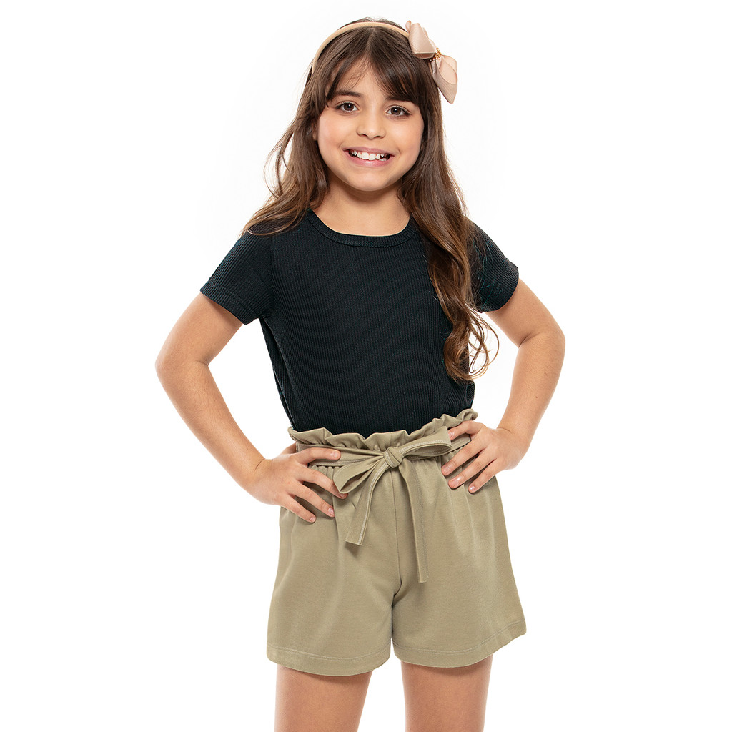 Short Feminino Confortável Em Moletinho Cor Bege