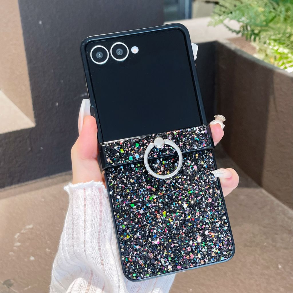 Casos Para Motorola Moto Razr 70 60 Pro 50 40 Ultra Caso De Telefone Glitter Ultrafino Capa Traseira Com Anel De Proteçã