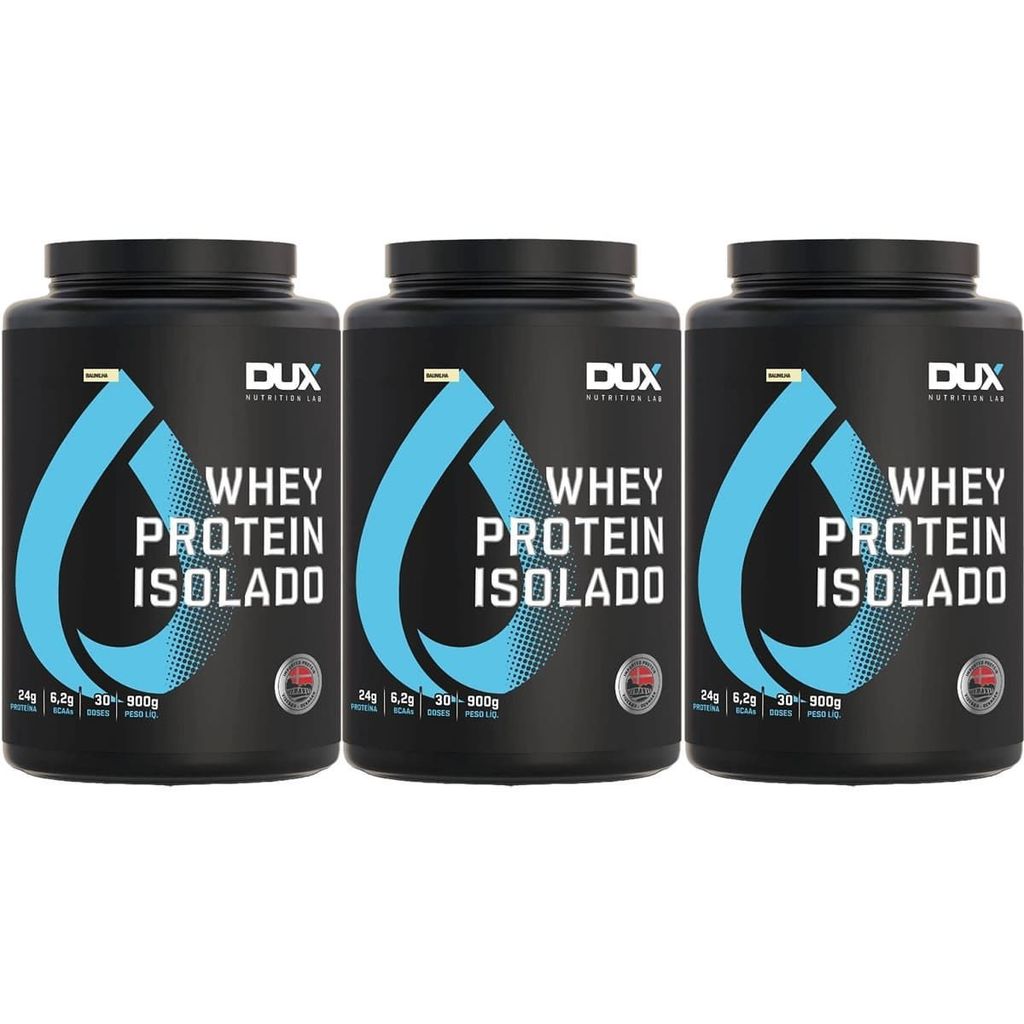 Kit 3X Whey Protein Isolado - 900g Baunilha - Dux Nutrition