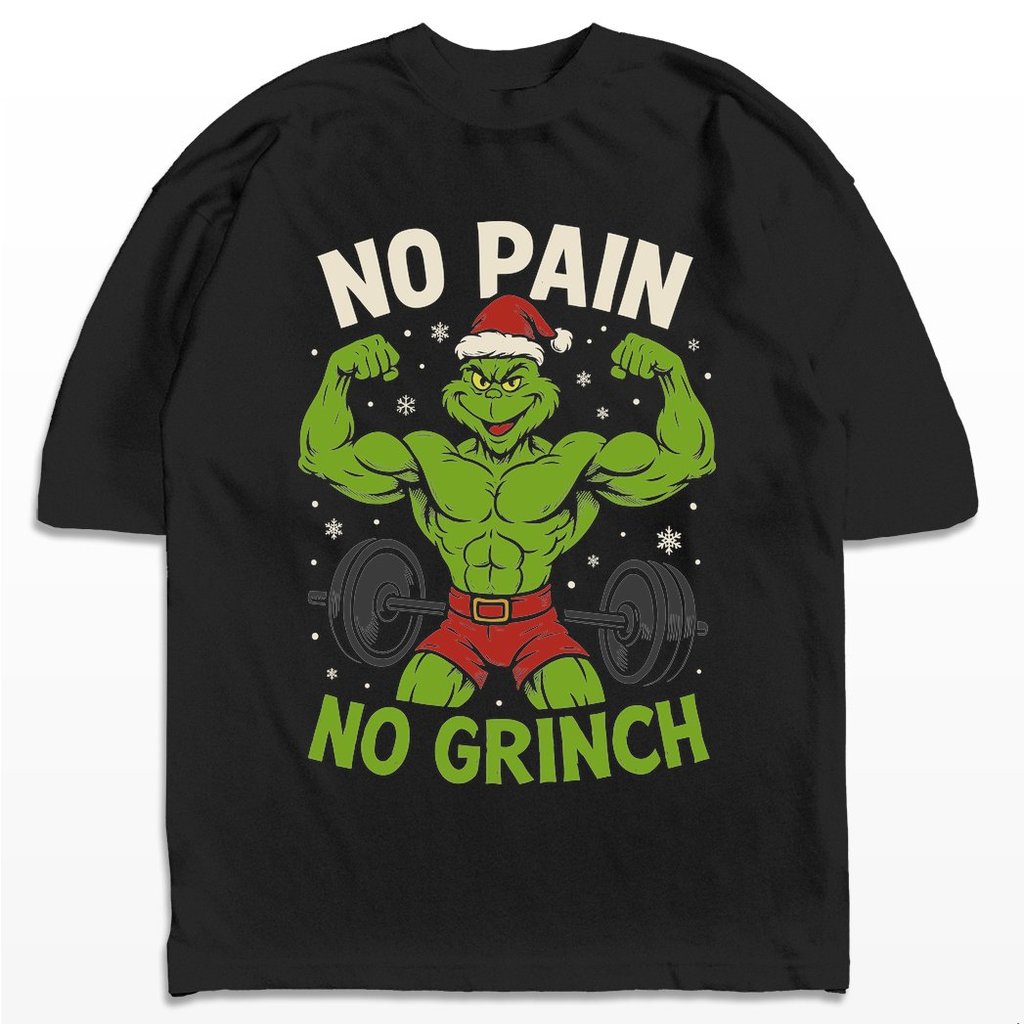 Camiseta Oversized No Pain No Grinch Academia Natal Streetwear Harajuku Aesthetic Camisa
