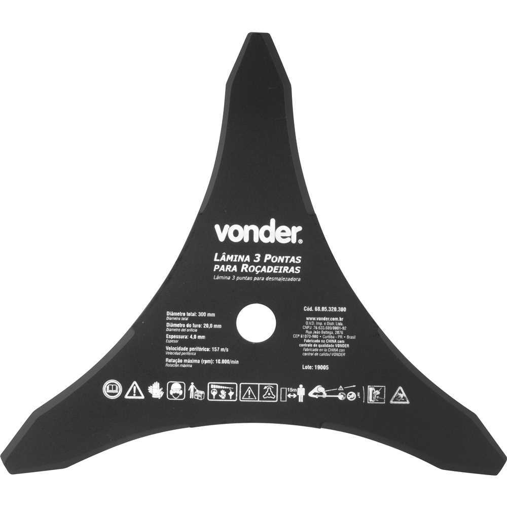 Lâmina de 3 Pontas Para roçadeiras 300 mm x 20,0 mm Vonder em Oferta na Shopee