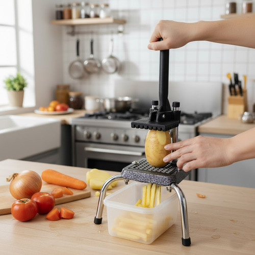 Detalhes do Cortador Picador De Legumes E Frutas Reforçado Aluminío Fundido Profissional Preto Perereca Cabrita