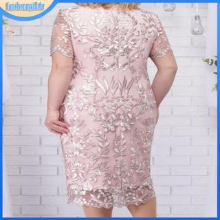 2 Cores L-5XL Vestido De Renda Feminina Tamanho Grande Gola Redonda Plus Size Festa 3256