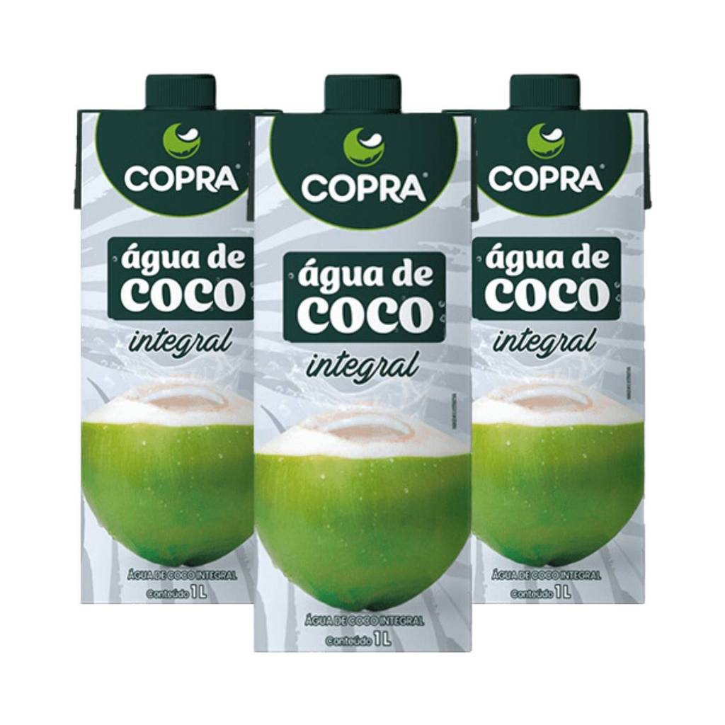 Kit 3 Copra Água de Coco Integral 1 litro