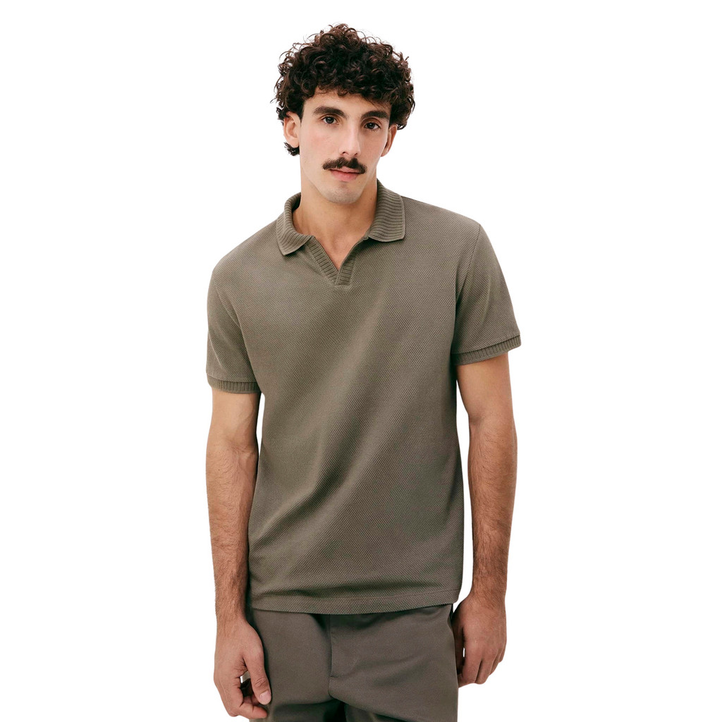 Camiseta Polo Masculina Hering Verde Manga Curta Texturizada