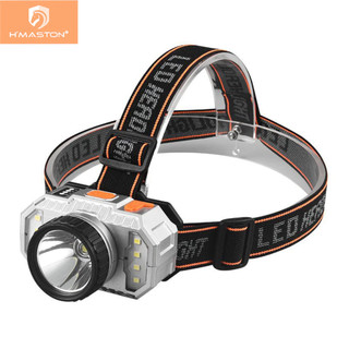 Lanterna de cabeça tática recarregável com luzes laterais para camping e caminhadas, original hmaston HW09