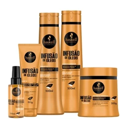 Kit Haskell Infusão de Óleos com 5 Itens 500gr– Nutrição Ultraprofunda para Cabelos Ultrarressecados