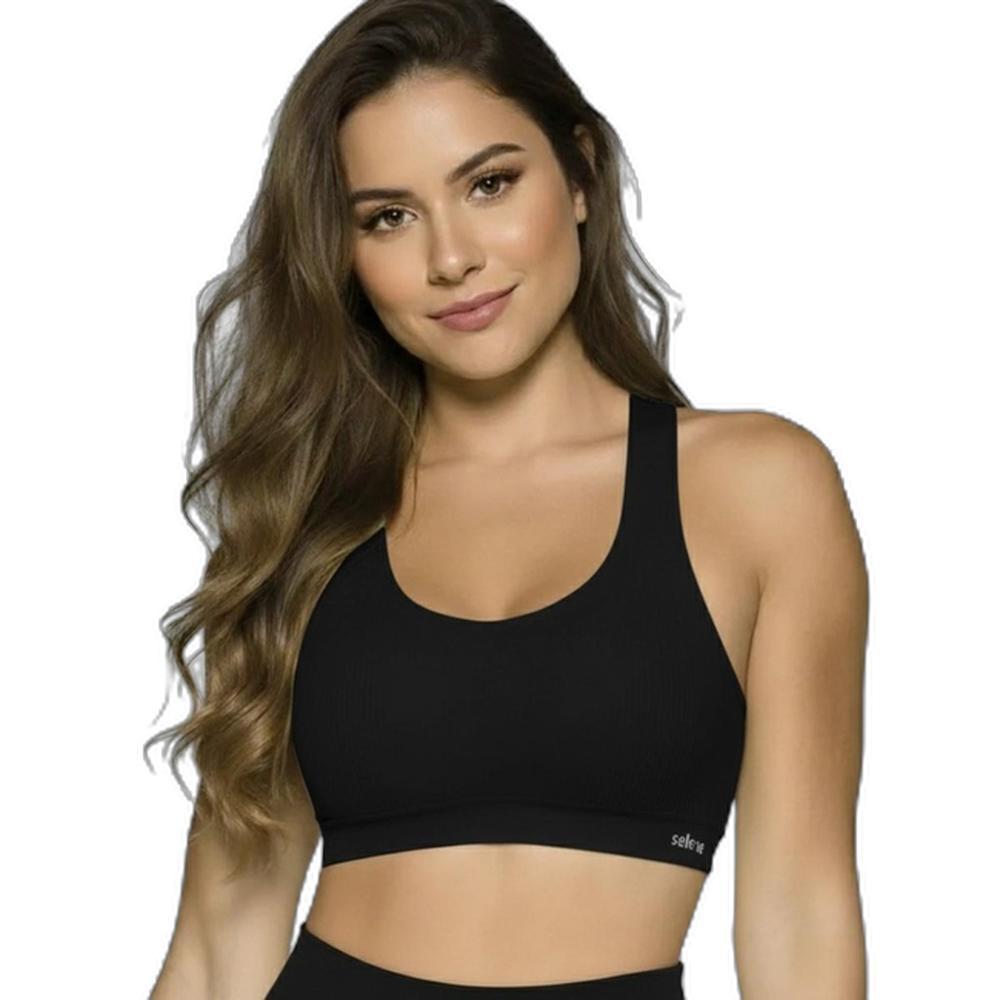 Top Selene Sem Costura Feminino - Preto em Oferta na Shopee