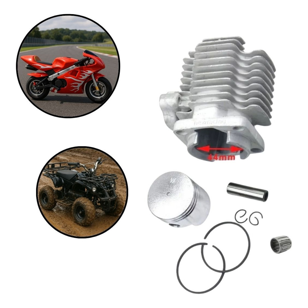 Kit Completo Cilindro 44mm 49cc Motor 2 Tempos Universal Alta Performance Para Mini Moto em Oferta na Shopee