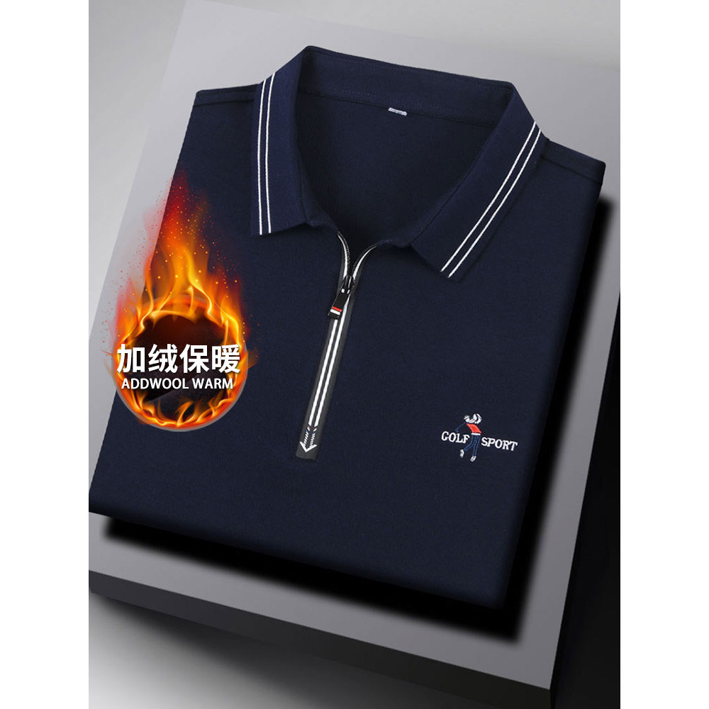 Roupas masculinas genuínas forro de lã estilo zíper manga comprida camiseta masculina lapela roupas superiores moda Casu