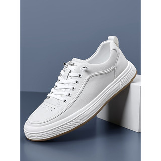 2026 novo estilo masculino tênis casuais de couro genuíno sapatos brancos Wenzhou britânico All-Match respirável sapatos