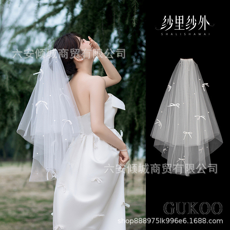 Acessório De Cabelo De Pérola Com Gravata Borboleta , Cocar De Casamento , Véu De Noiva Coreano , Estilo De Vestido Aces