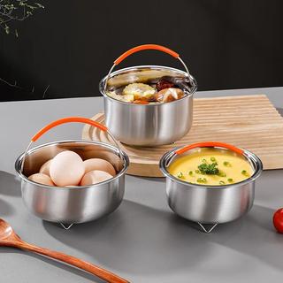 Tigela de ovo cozido no vapor em aço inoxidável 304, prato de sopa de ovo cozido no vapor com pés, tigela portátil para 