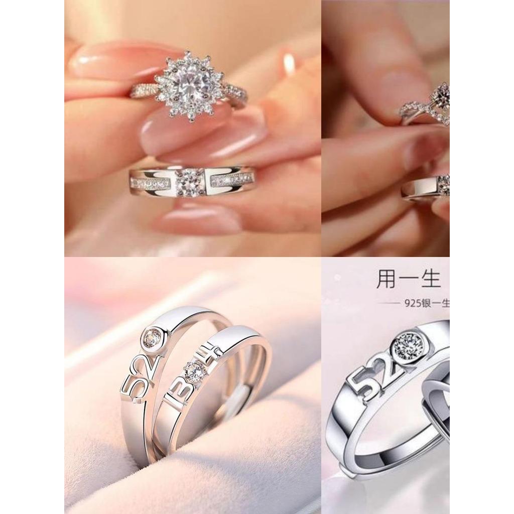 Anel de diamante de imitação de Moissanite, anel de casal, coroa de casamento, 1 quilate, anel aberto de diamante, joia