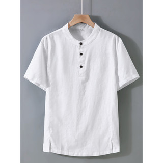 Francês chuva orvalho puro linho de manga curta camiseta roupas masculinas 100% linho completo respirável confortável ca