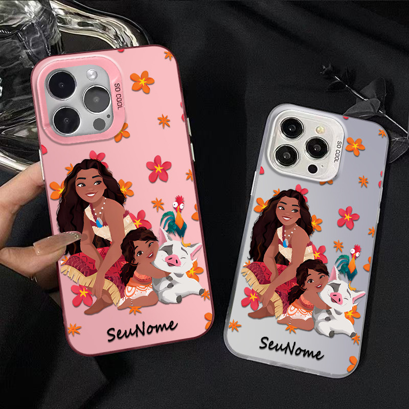 Capinha de personalizado Princesas Moana Cute para Samsung S20 S21 S23 FE S24 Plus S23 S24 Ultra S25 Edge M34 capa