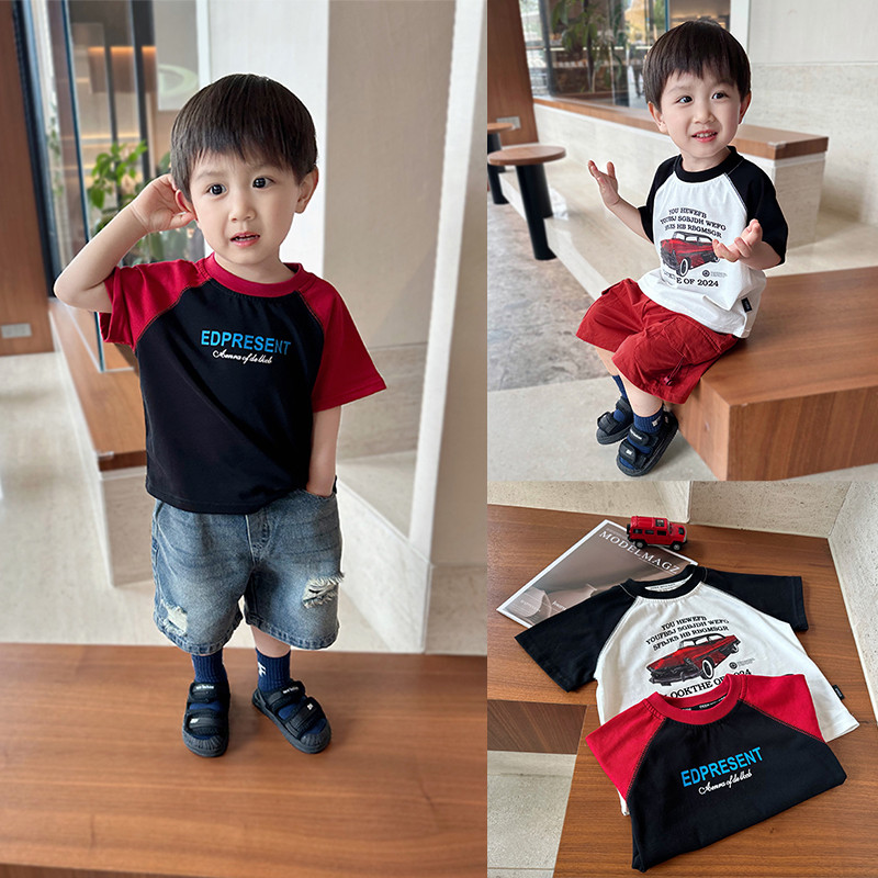 2026 verão novo estilo meninos meninas crianças estilo Preppy letras casuais dos desenhos animados impresso camiseta de 