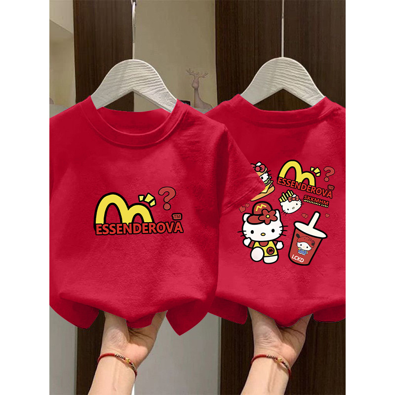 Verão novo estilo crianças estilo ocidental cor sólida puro algodão de manga curta camiseta meninos meninas em torno do 