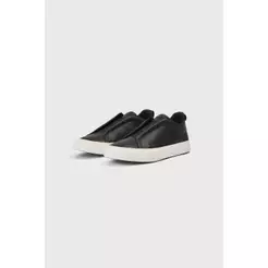 Tênis UP Slip On 5cm Mais Alto Preto - Masculino Casual Sem Cadarço Salto Interno Couro Ecológico