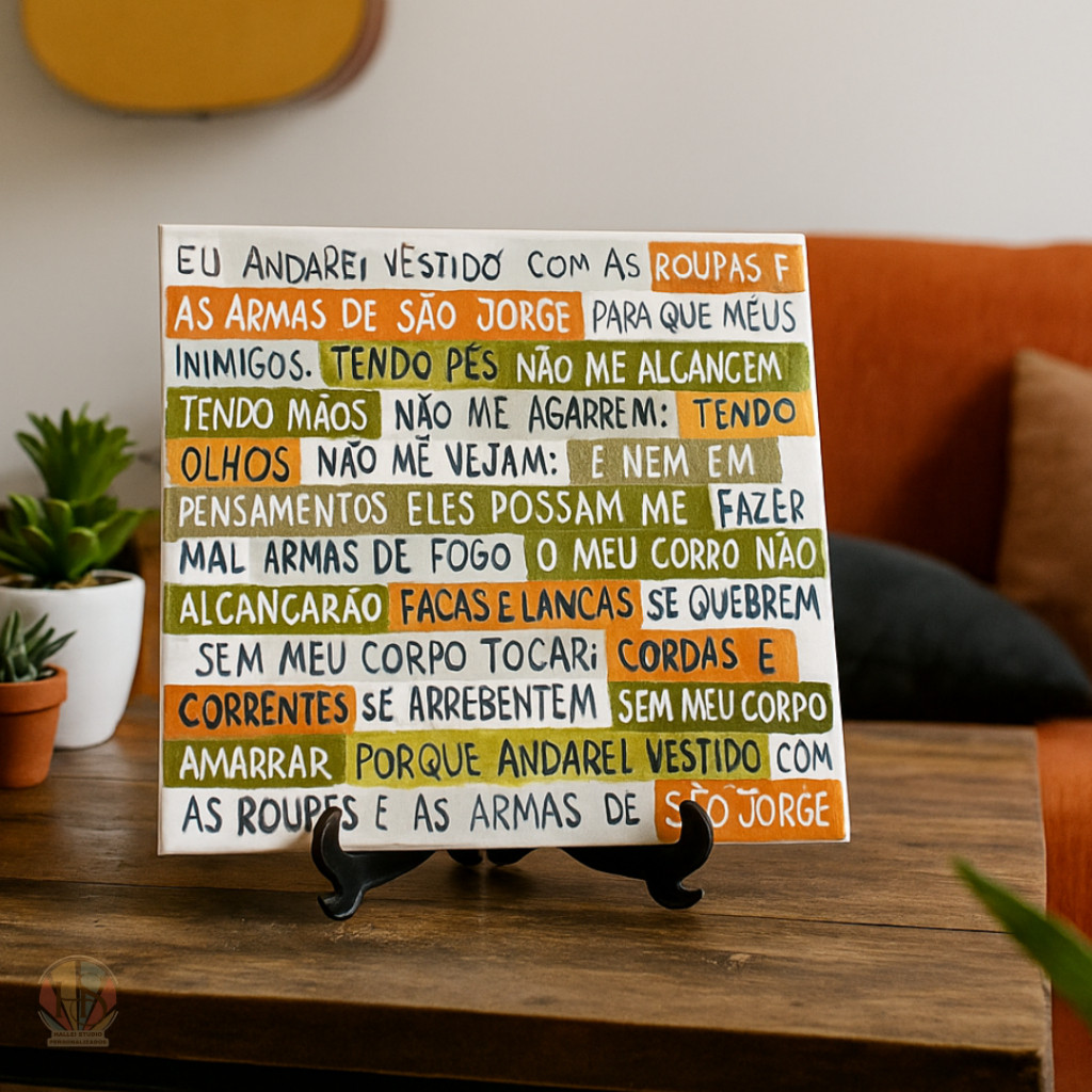 Azulejo Decorativo São Jorge Frases Umbanda Axé Orixas