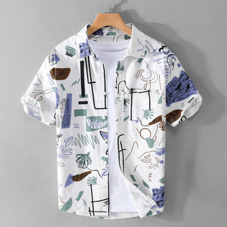 Verão impresso camisa de manga curta masculina confortável solto na moda nicho Design juventude fresco camisa masculina 