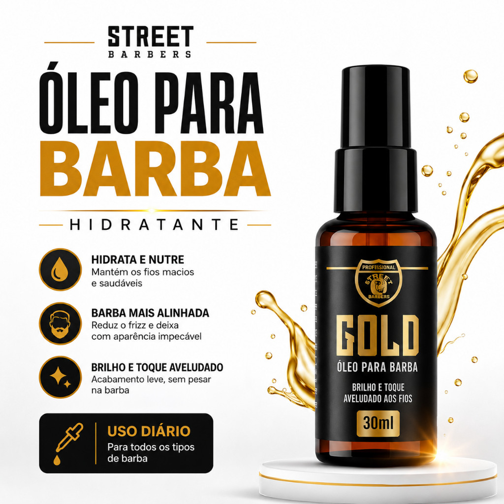 Óleo Para Barba Modelador Anti-Frizz Hidrante Perfumado Gold Street Kiunic
