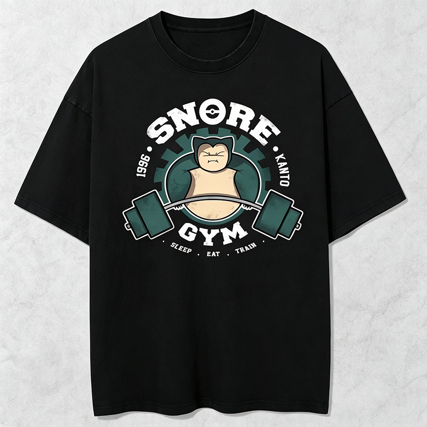 Camiseta Masculina Feminina Oversized Estampa Snorlax Academia Pokémon Camiseta Streetwear Anime Estampa Única