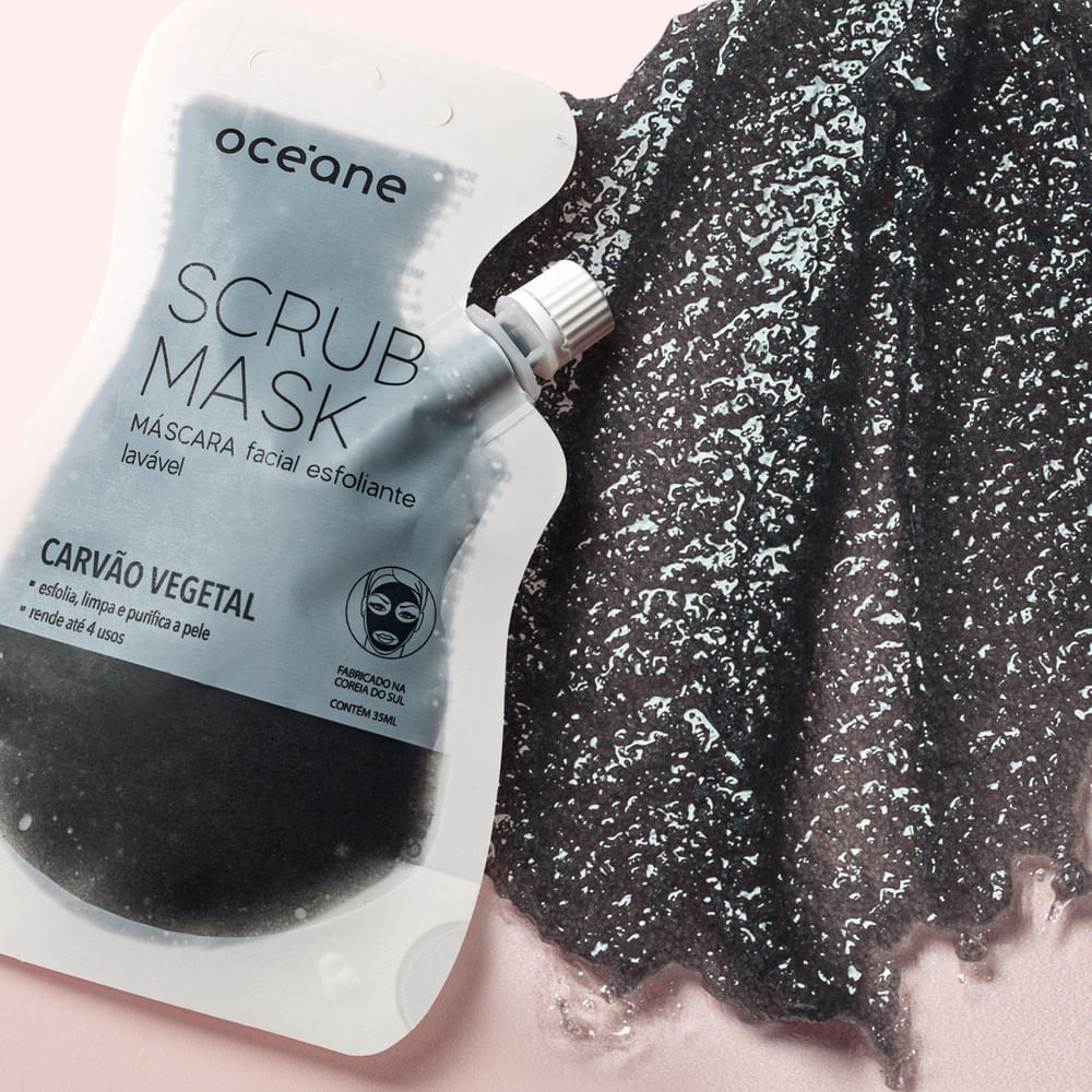 Detalhes do Máscara Facial Esfoliante de Carvão Vegetal  4 Usos  - Scrub Mask 35ml