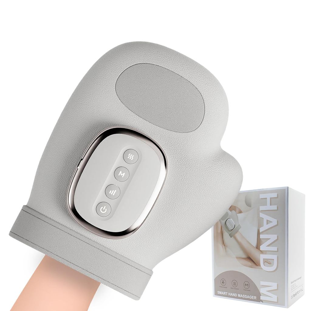 Massageador de Mão Elétrico Aquecimento Compressão Airbag Massagem Pulso Punho Dedos Alívio Dor Recarregável USB Tipo C