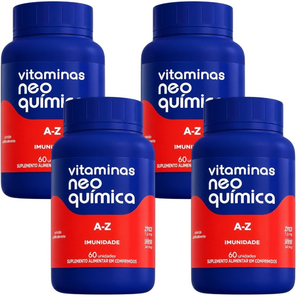 Kit 4 Vitamina Neo Química A-Z 60 Comprimidos Cada Total 240 Comprimidos