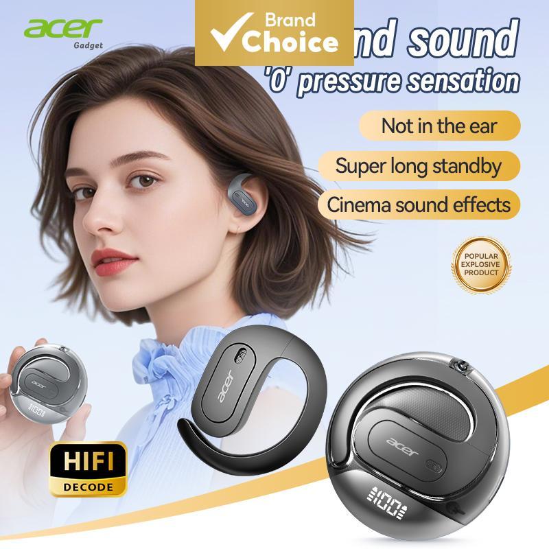 Acer OHR538 Fones De Ouvido TWS De Orelha Aberta Com BT5.4 Áudio Espacial Ao Vivo 4H Playtime 16H Espera E Display De En