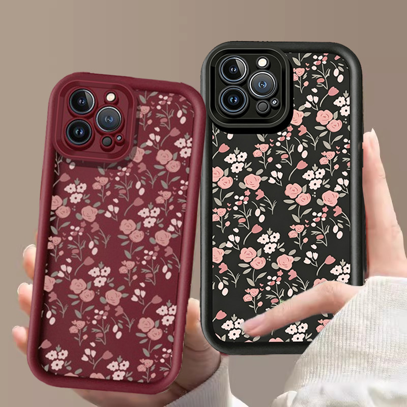 Vintage Pequena Rosa Flor Impressão Silicone Caixa De Telefone Para Samsung Galaxy A37 A57 A27 A36 A56 A55 A17 A07 A35 A