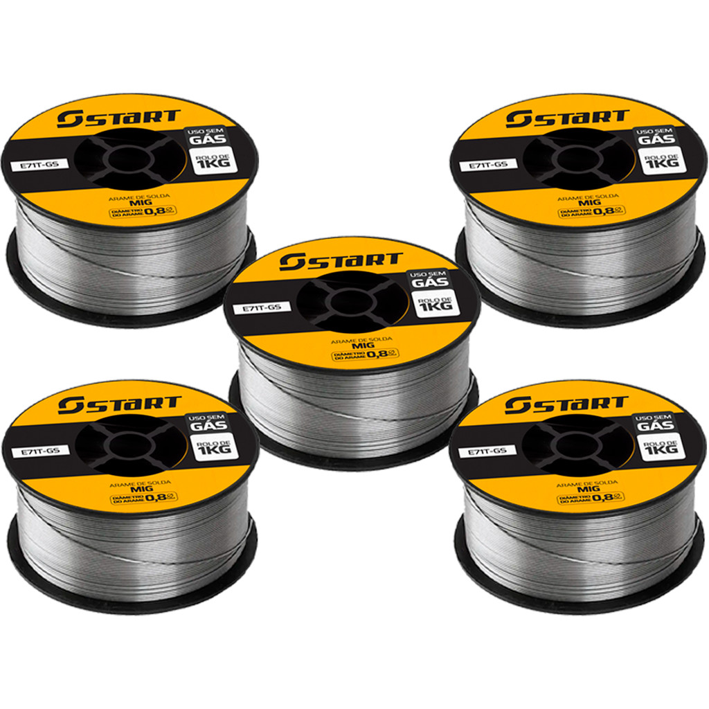Arame Para Solda Mig Uso Sem Gás 0.8mm - Kit 5 Rolos De 1 Kg