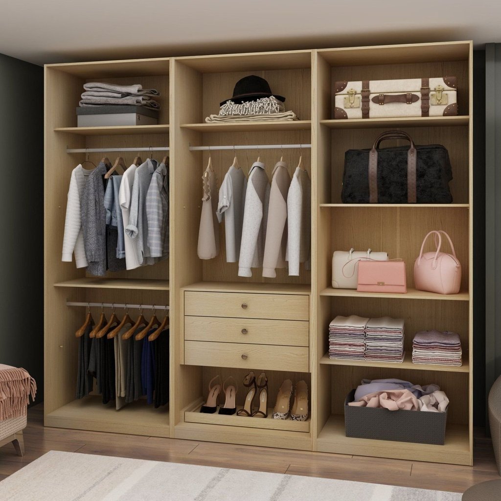 Módulo Closet Casal sem Portas 3 Gaveta 100% MDF Infinity Bege/Savana 240