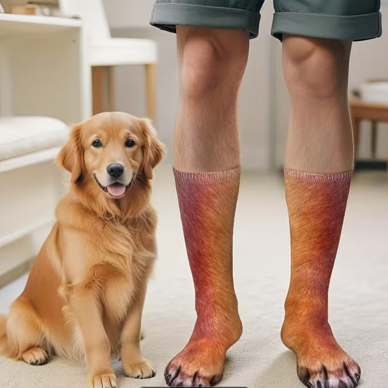 1-4 pares de meias com patas de animais impressas em 3D – meias divertidas, elegantes, criativas, estilo Y2K, elásticas 