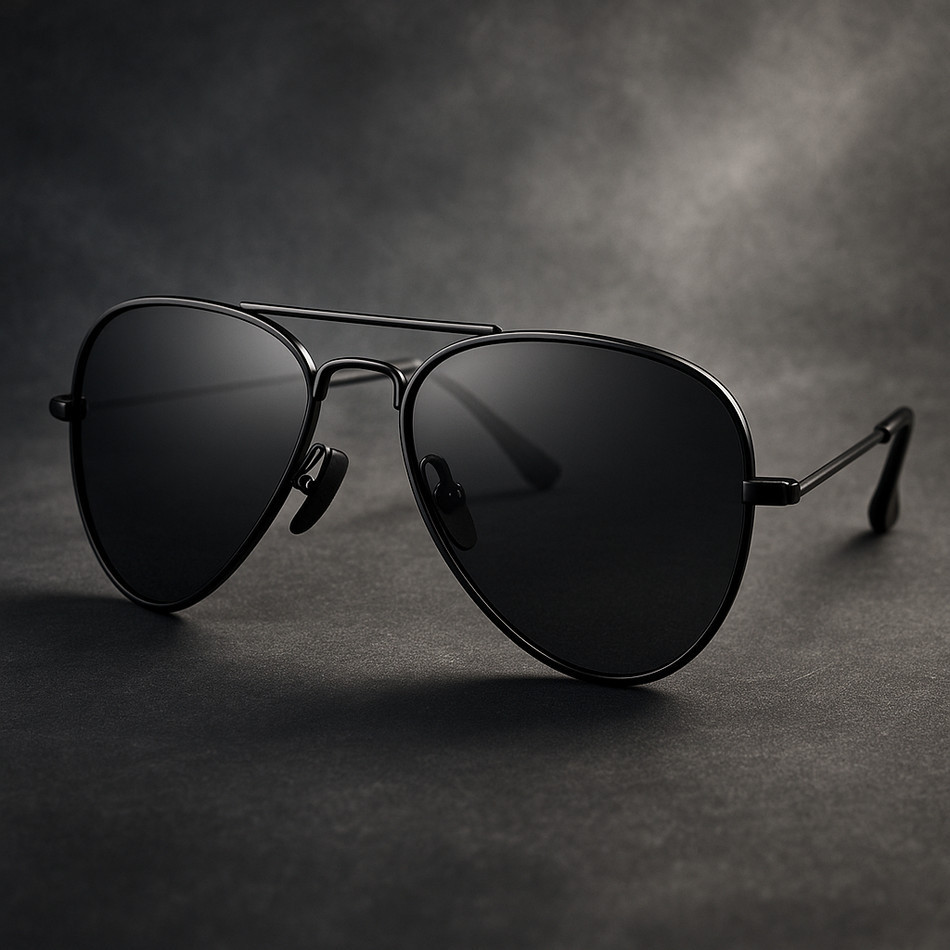 Óculos de Sol Aviador Preto G15 Masculino – Armação Metal | Lentes Cristal com Proteção UV