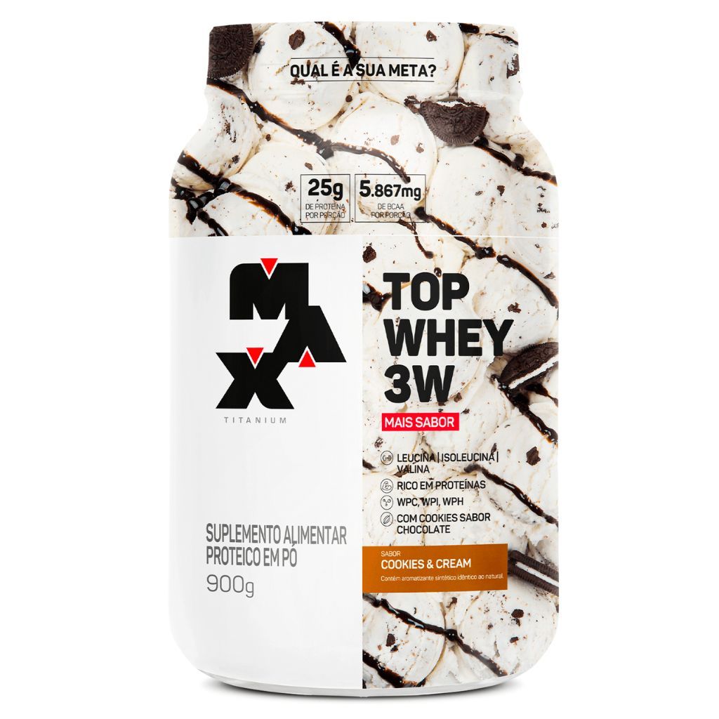 Top Whey 3w + Sabor Pote 900g Max Titanium