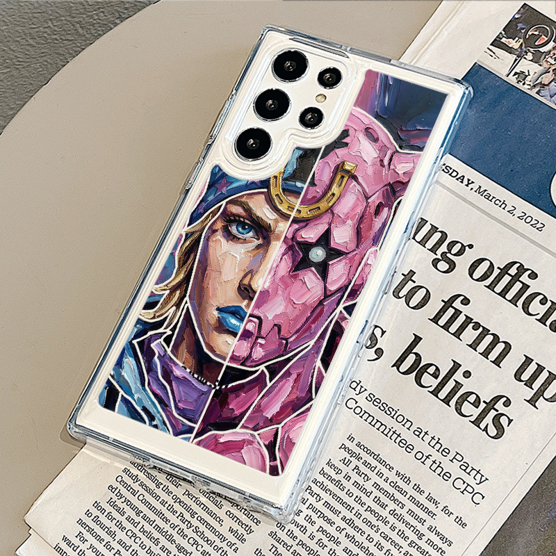Para Samsung S26 S25 Ultra S24 S25FE A56 S24FE S23 " Jo " Johnny Joestar " Capa Rígida Transparente S22 A17 A16 A15 A72 