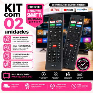 Controle Remoto Compatível Smart TV HQ Hqs32nkh Hqs43nkh Hk320df 60 UHD 4K HDR - Netflix, YouTube, Prime! COMPATÍVEL